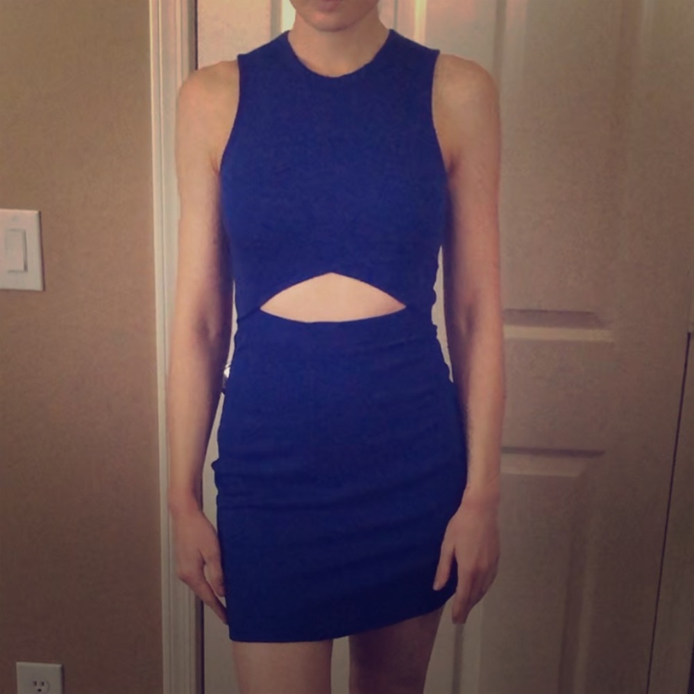 Blue cut out mini dress